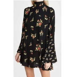 NWOT FREE PEOPLE Floral TATE HiNeck Tunic OpenBack Mini Dress